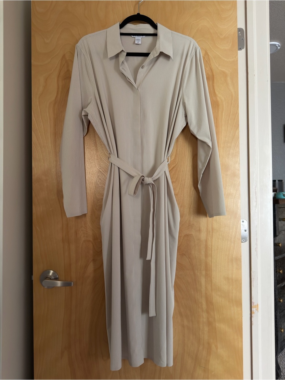 Athleta Long Sleeve Collared Tie-Waist Dress - Cream